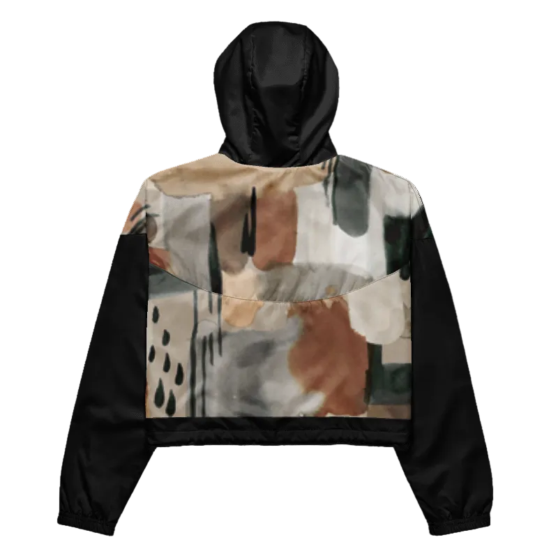 Women’s Cropped Windbreaker - Black & Brown/Multi-color
